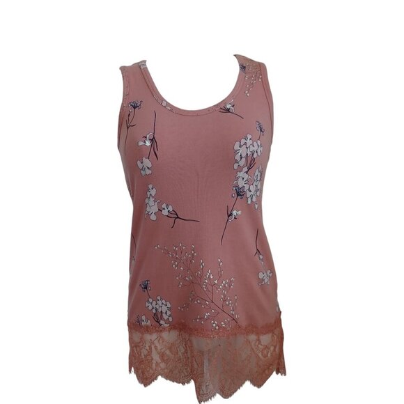 Soft Surroundings Tank Top Madame Lace Floral Print Pullover Stretch Knit XSmall - Picture 12 of 12